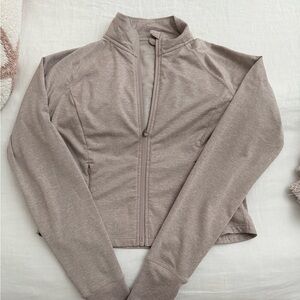 Danskin Taupe Long Sleeve Zip-Up Top